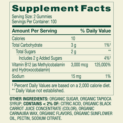Spring Valley Extra Strength Vitamin B12 Supplement, Raspberry Flavor, 3000 mcg, 200 Count, Vegetarian Gummies for Metabolism Support