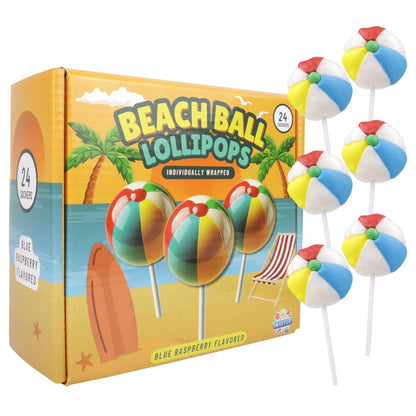 Beach Ball Lollipops, Individually Wrapped Suckers, 24 Count Box, 10.16 Ounces