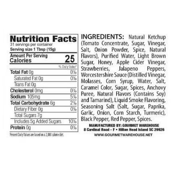 Gourmet Warehouse Kickin' Strawberry BBQ Sauce, 16 Fl ozs, 2 Pack - No MSG, No HFCS