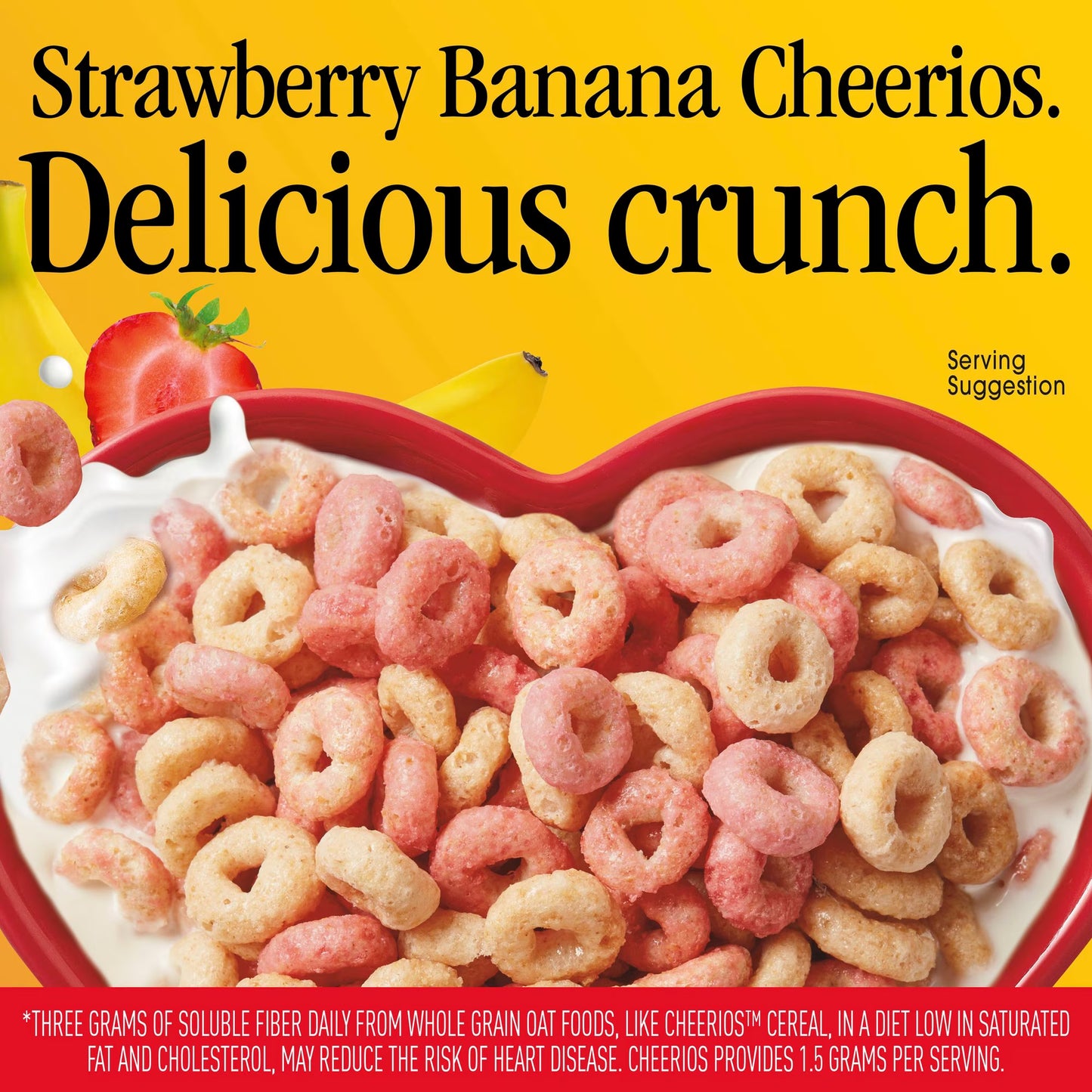 Strawberry Banana Cheerios, Heart Healthy Gluten Free Breakfast Cereal, Family Size, 19 oz