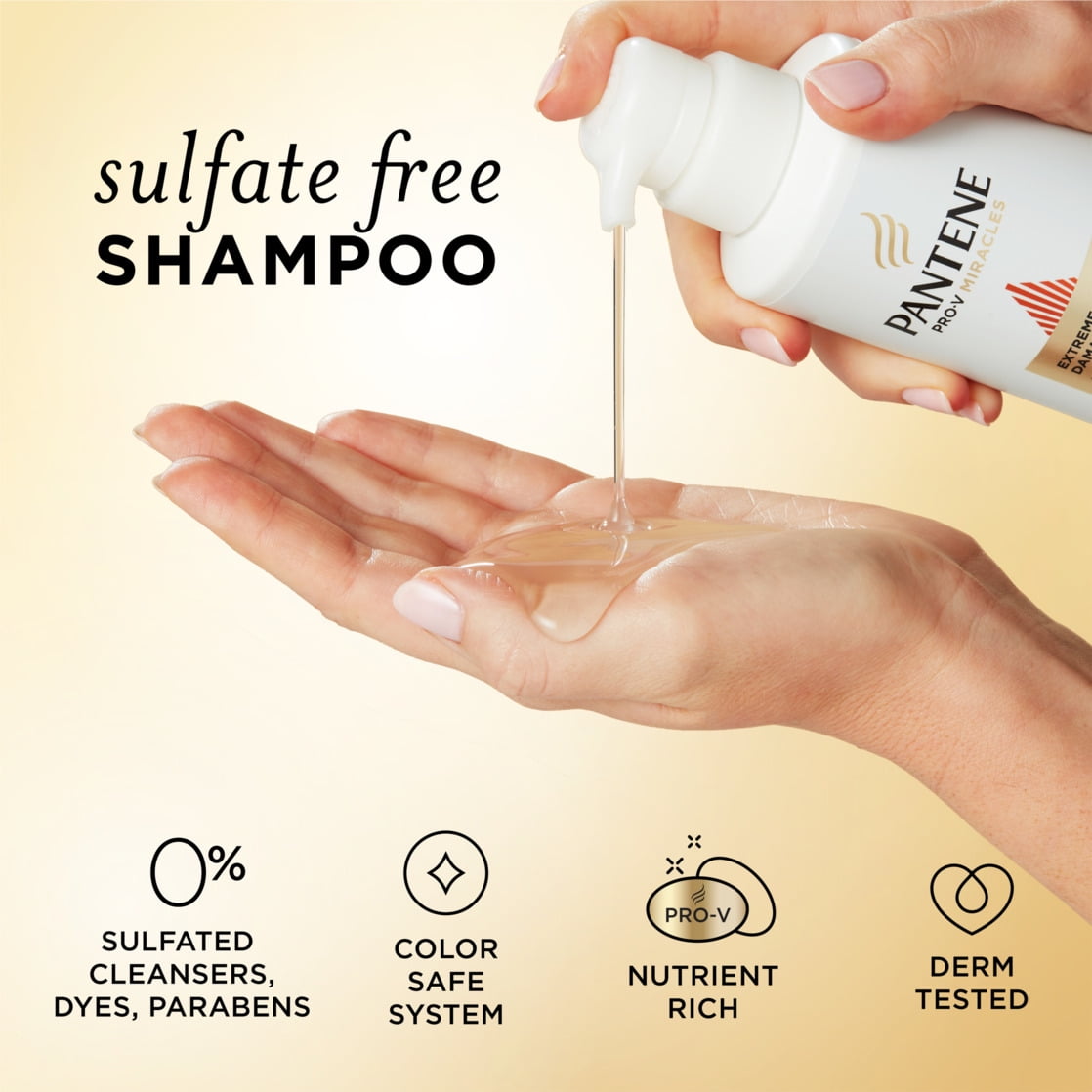 Pantene Pro-V Miracles Shampoo, Sulfate Free, Extreme Damage Care Regenerative Oil Blend, 13.5 fl oz