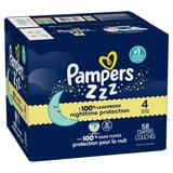 Pampers Swaddlers Overnight Zzz Baby Diapers Size 4, 58 Count (Select for More Options)