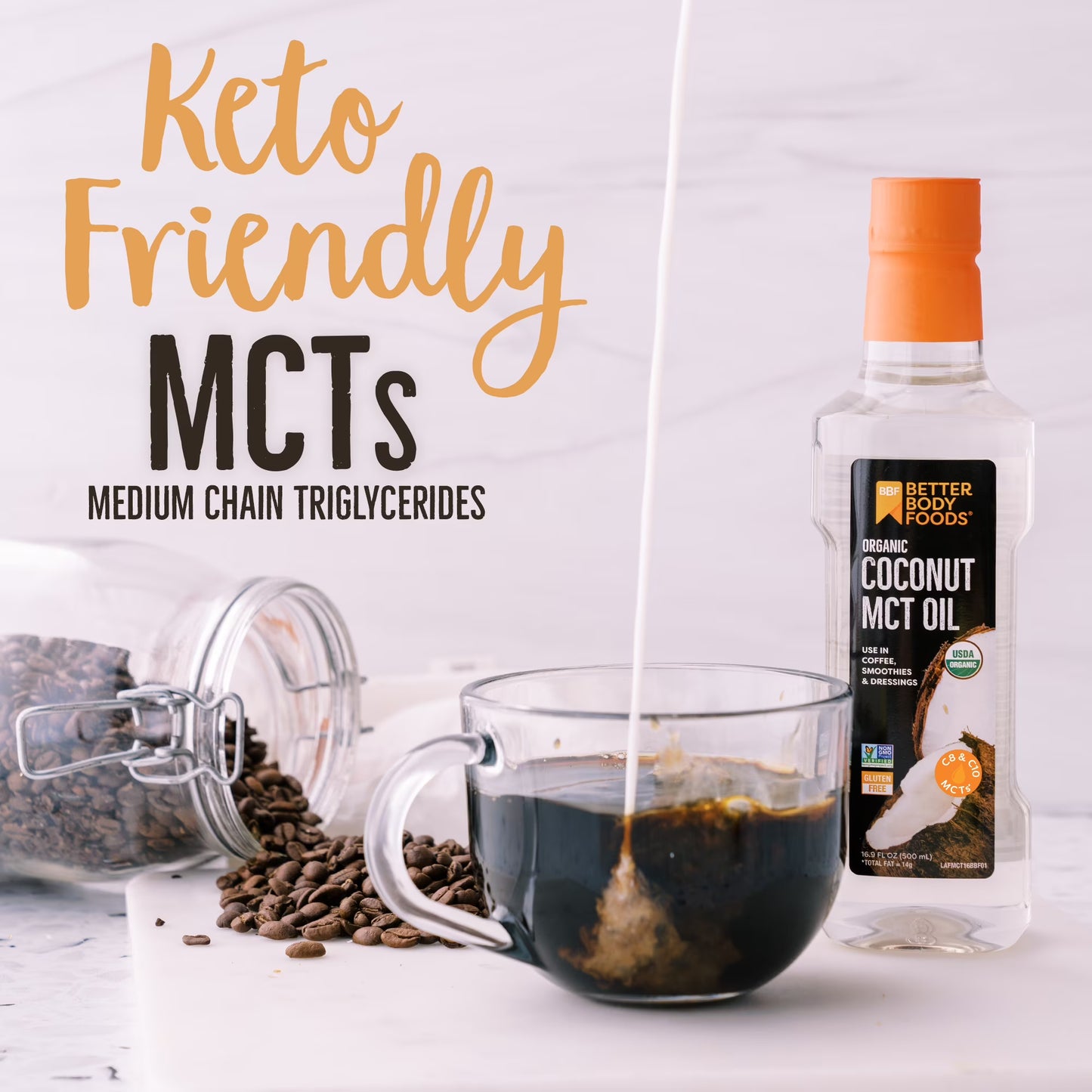 BetterBody Foods MCT Oil Concentrated MCTs from Organic Coconut Oil, 500ml