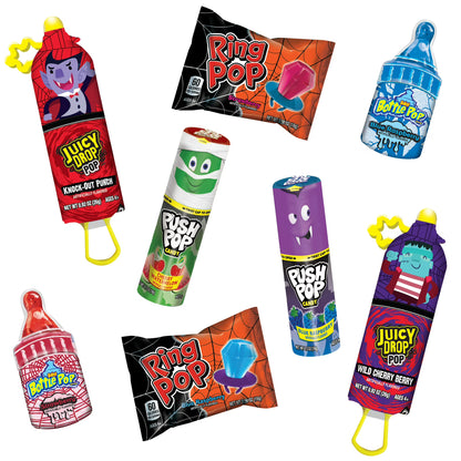 Halloween Ring Pops, Juicy Drop, Baby Bottle, Push, Assorted Flavor Lollipops, Variety Pack, 12.4 oz, 18 Count Box