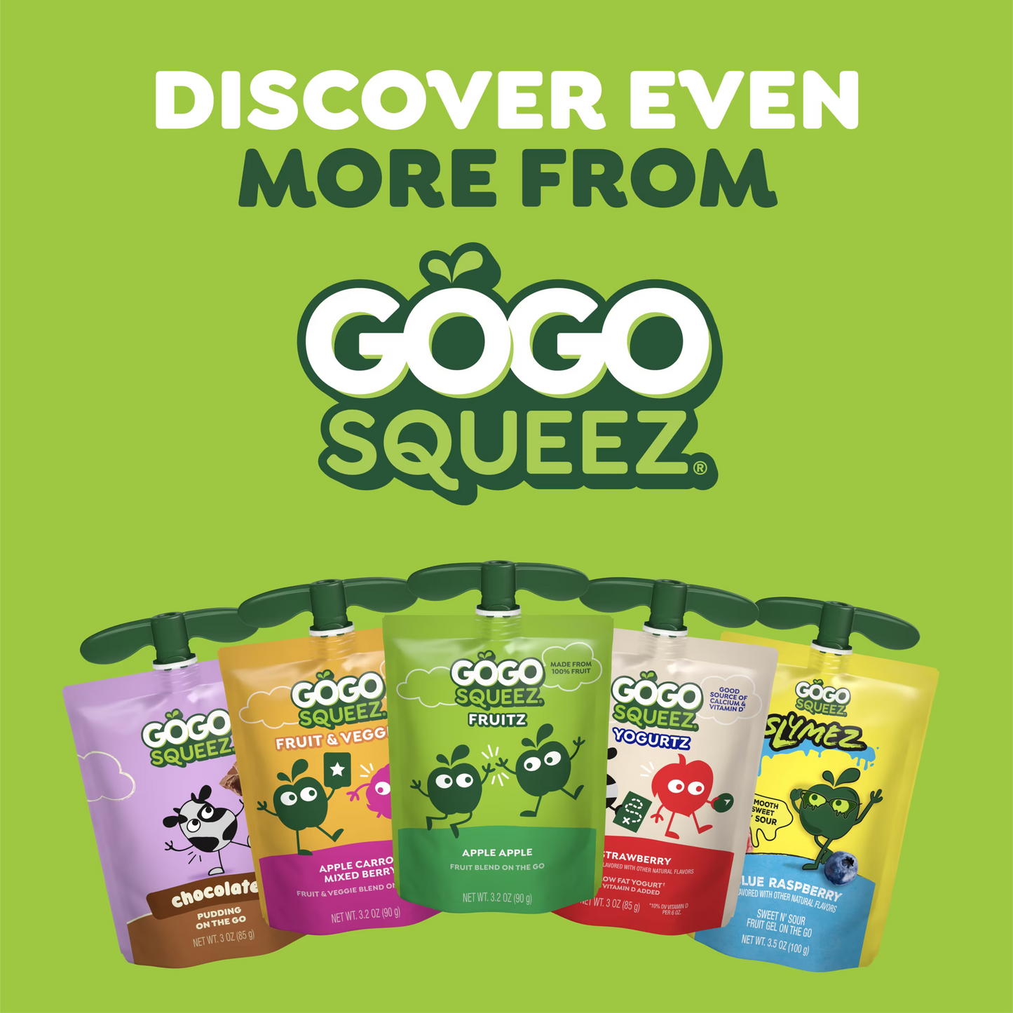 GoGo squeeZ No Sugar Added Apple Cinnamon Applesauce & Fruit Puree Pouches, 3.2 oz (10 Pack)
