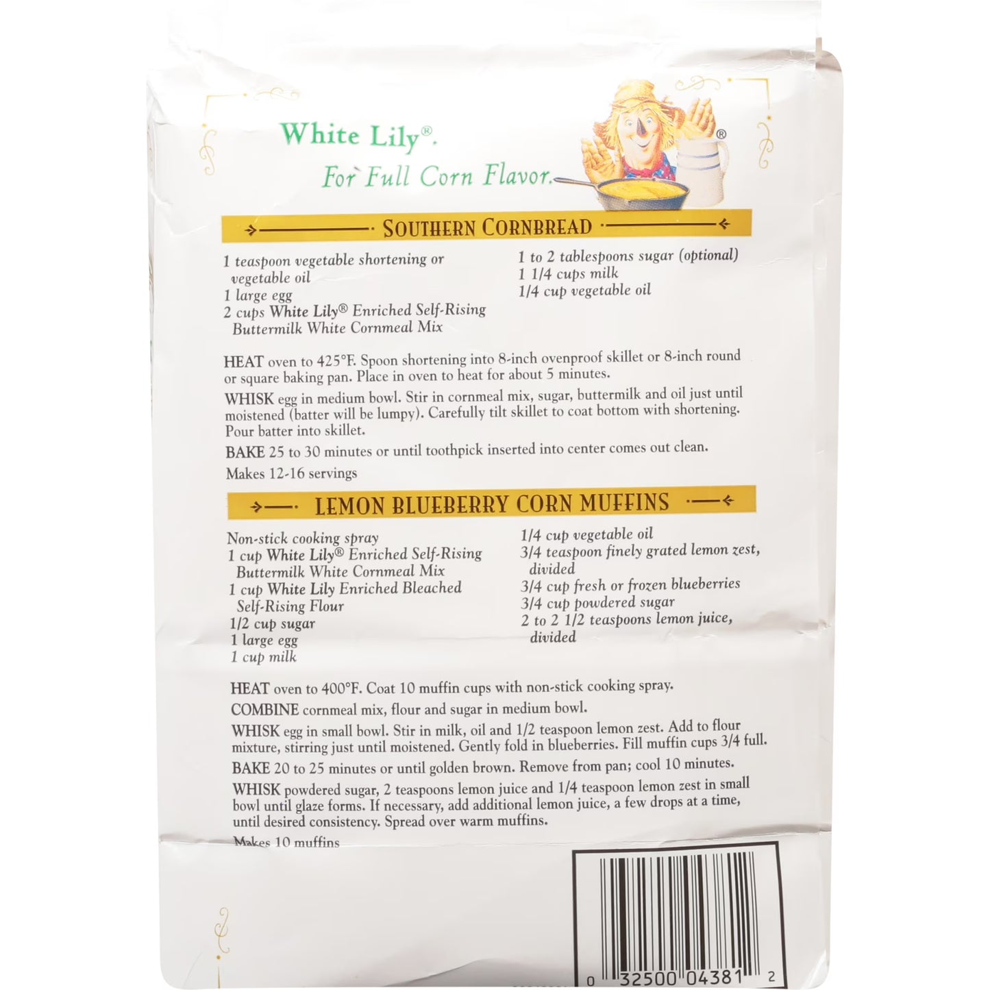 (8 pack) White Lily Self-Rising Buttermilk White Cornmeal Mix, 5 lb Bag