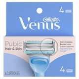 Venus for Pubic Hair & Skin, Intimate Razor for Women Razor Blade Refills, 4 Count