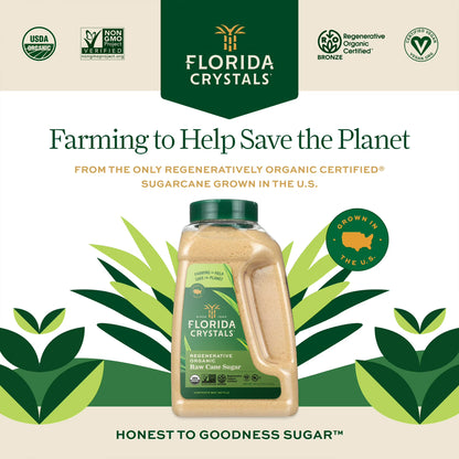 Florida Crystals Regenerative Organic Raw Cane Sugar, 48 oz Jug