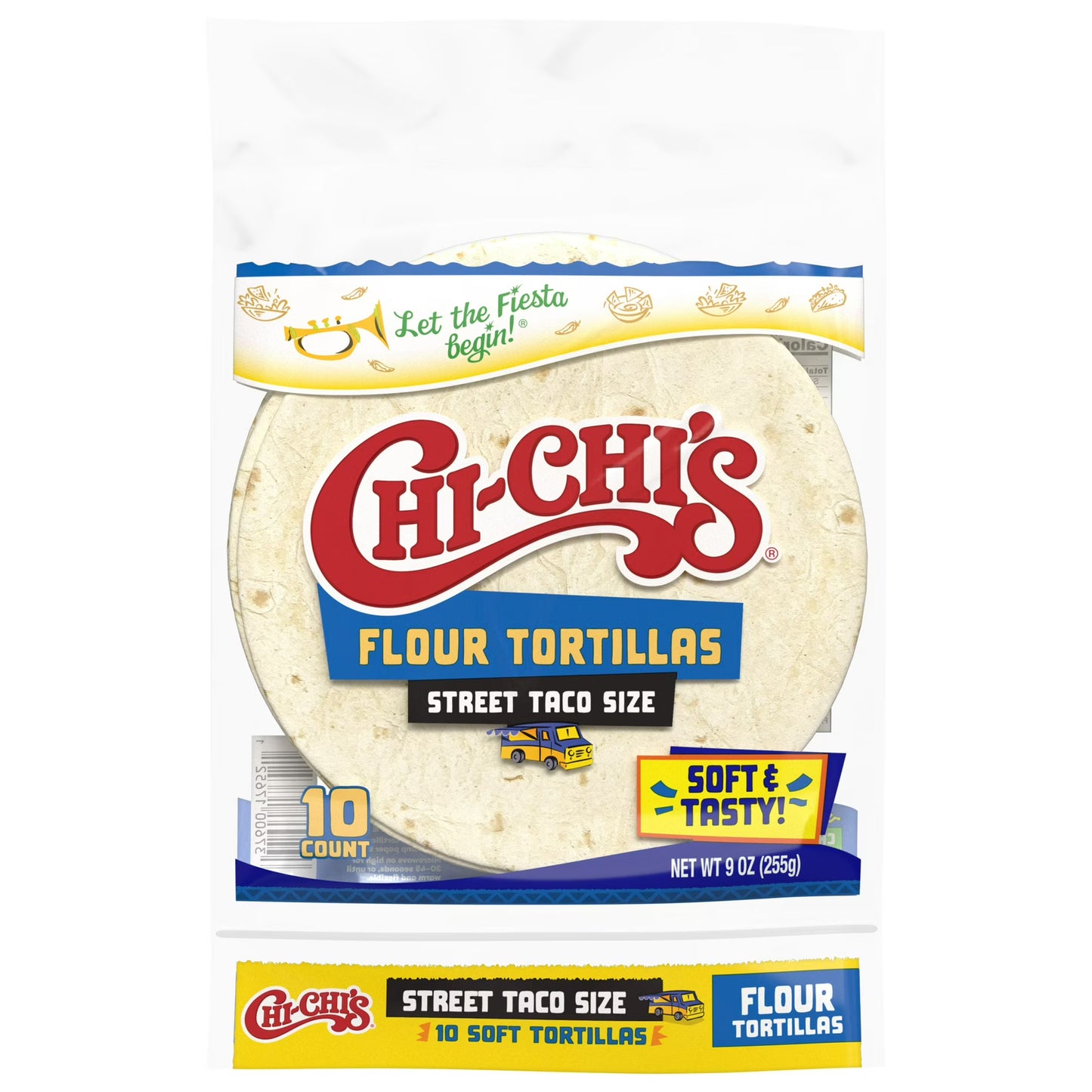 (6 pack) CHI-CHI'S Flour Tortillas Street Taco Size, Shelf Stable, 9oz Resealable Plastic Package, (10 Tortillas)