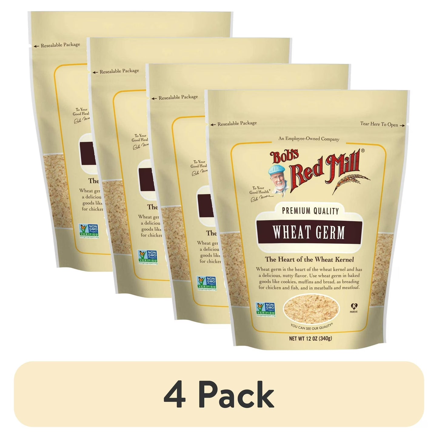 (4 pack) Bob's Red Mill Nutty Wheat Flours Cereal Wheat Germ - 12 Oz