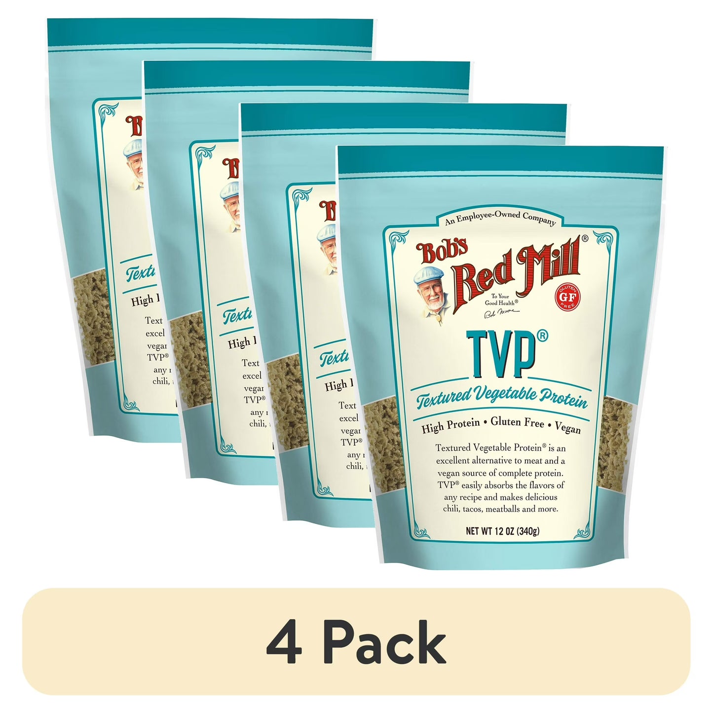 (4 pack) Bob's Red Mill TVP (Textured Vegetable Protein), 12 oz