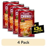 (4 pack) Campbell's Chunky Soup, Ready to Serve Savory Chicken with White and Wild Rice Soup, 18.8 oz Can