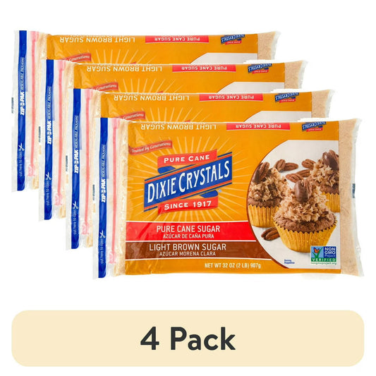 (4 pack) Dixie Crystals Light Brown Sugar, 32 oz