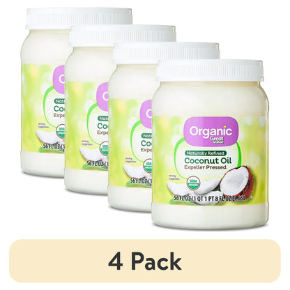 (4 pack) Great Value Organic Naturally Refined Coconut Oil, 56 fl oz