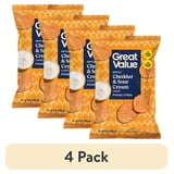 (4 pack) Great Value Rippled Cheddar & Sour Cream Potato Chips, 8 oz Bag