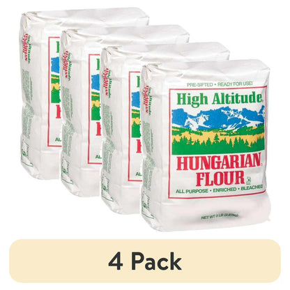 (4 pack) Hungarian High Altitude Bleached Flour 5LB Bag