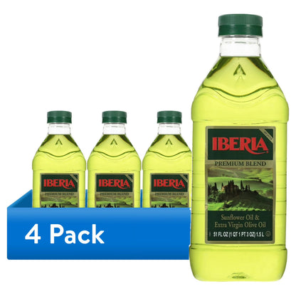 (4 pack) Iberia Premium Blend Sunflower Oil & Extra Virgin Olive Oil 51 fl oz