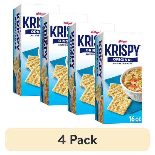 (4 pack) Kellogg's Krispy Original Saltine Crackers, Soup Crackers, 16 oz