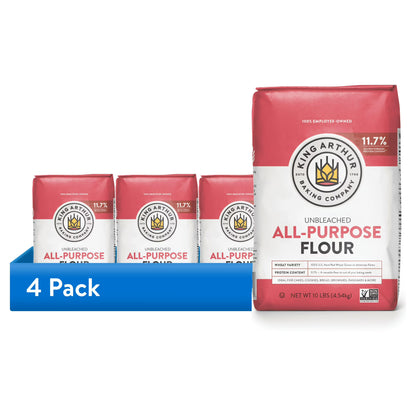 (4 pack) King Arthur Baking Company Non-GMO Project Verified, Certified Kosher Unbleached All Purpose Flour, 10 lb Bag