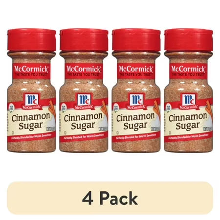 (4 pack) McCormick Non-GMO Kosher Cinnamon Sugar, 3.62 oz Bottle
