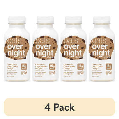 (4 pack) Oats Overnight Chocolate Chip Cookie Dough Protein Overnight Oatmeal Shake, 2.1 oz, 1 Count