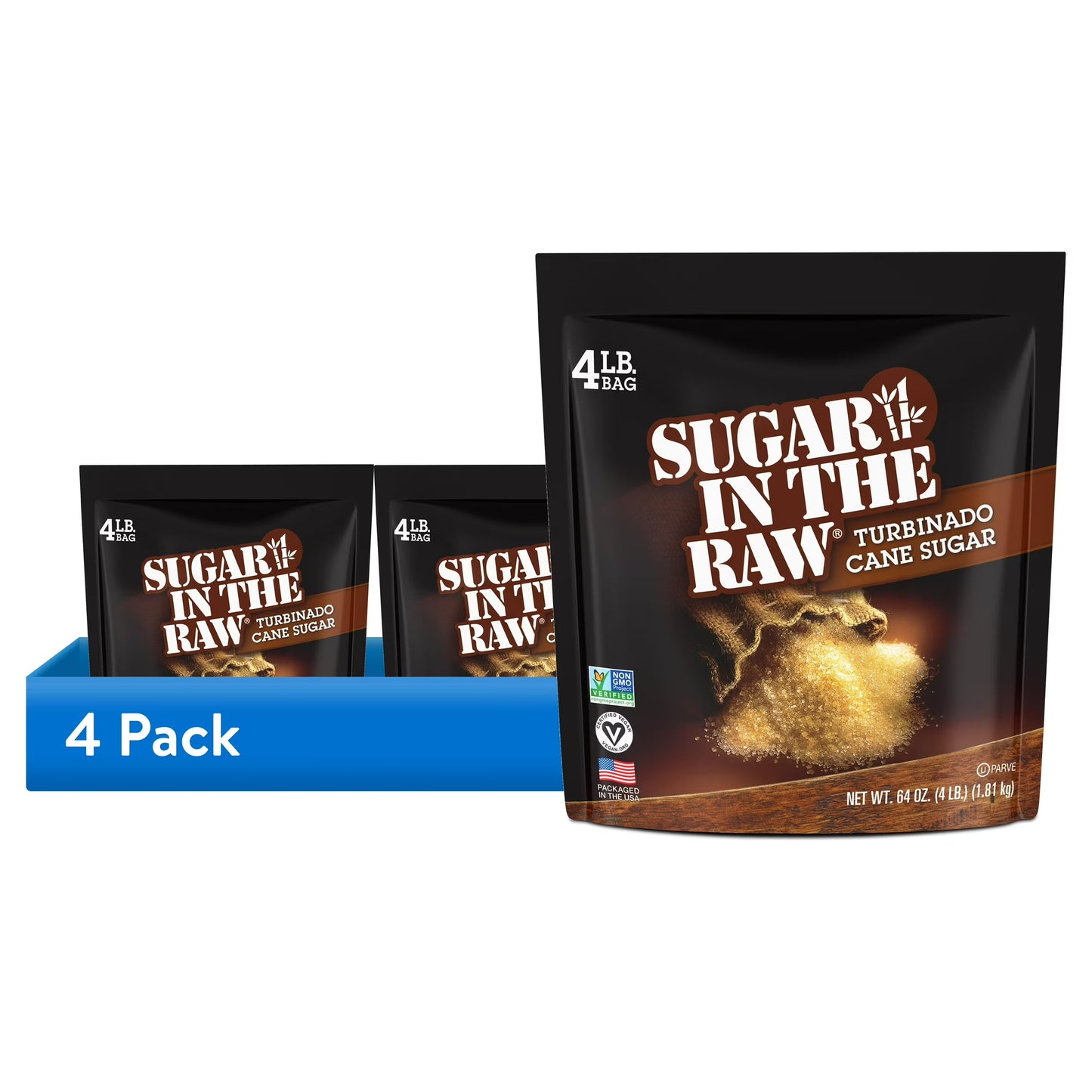 (4 pack) Sugar in The Raw Turbinado Cane Sugar for Baking, Coffee, and Cooking, 64 oz, Bag