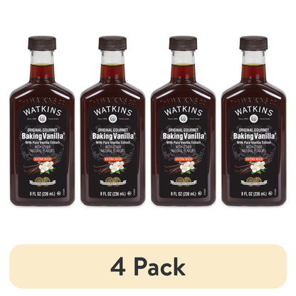 (4 pack) Watkins Original Gourmet Baking Vanilla, 8 fl oz – Rich Vanilla Flavor for Everyday Baking & Desserts