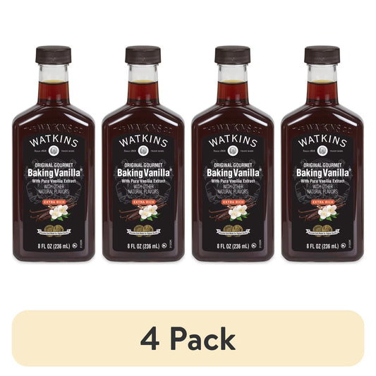 (4 pack) Watkins Original Gourmet Baking Vanilla, 8 fl oz – Rich Vanilla Flavor for Everyday Baking & Desserts