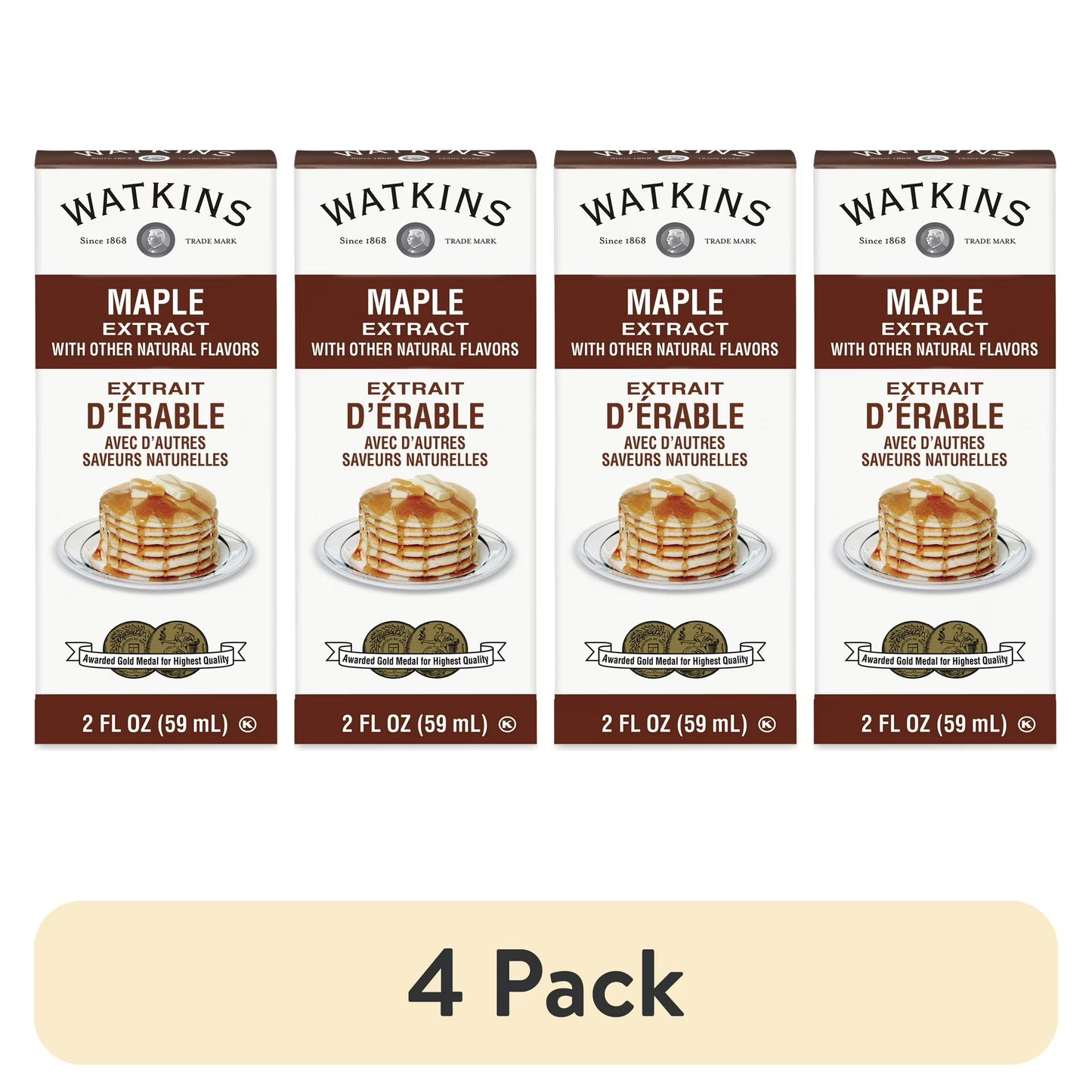 (4 pack) Watkins Maple Extract with Other Natural Flavors, 2 fl oz (Plastic container)