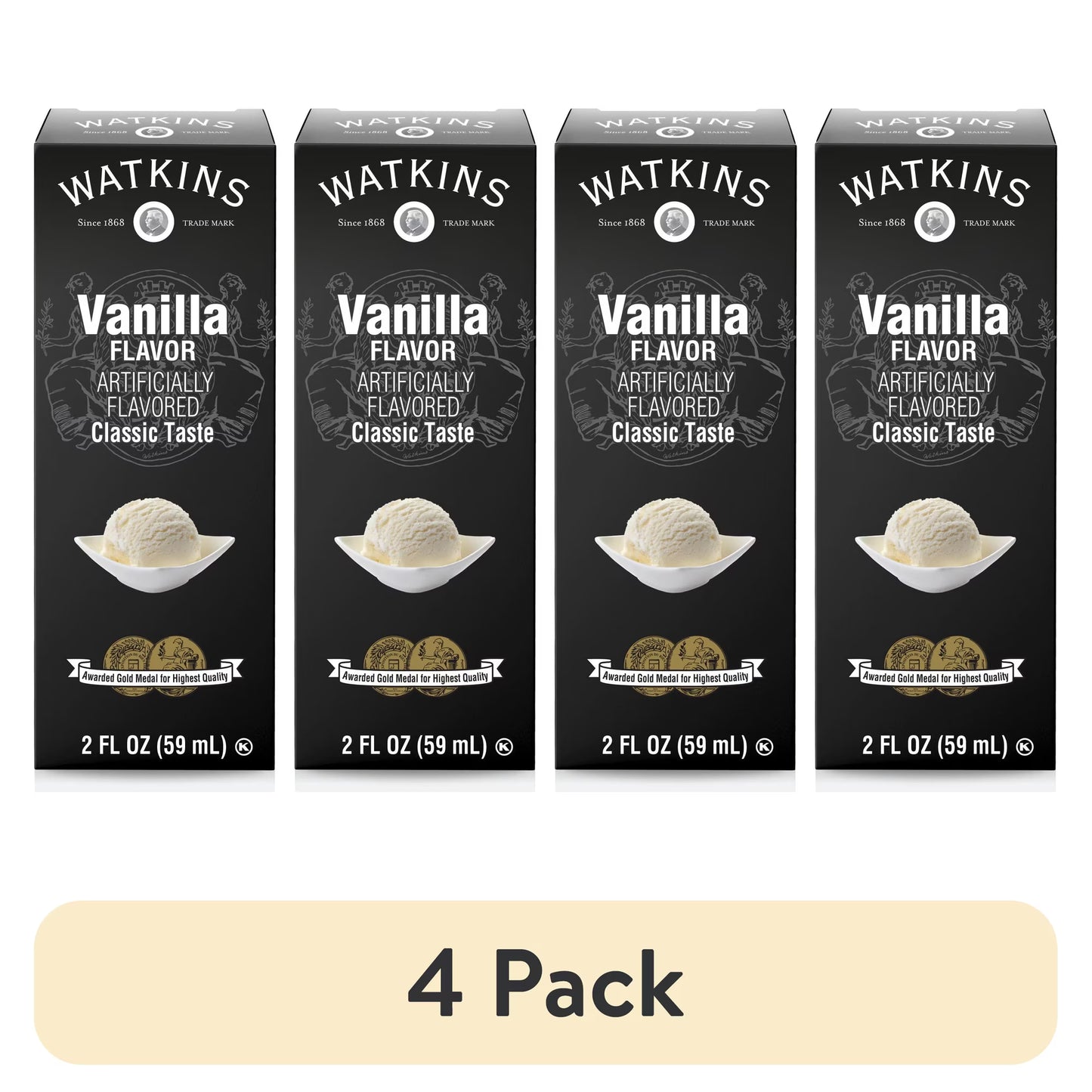 (4 pack) Watkins Vanilla Flavor, 2 fl oz (Baking Extract, Plastic Container)