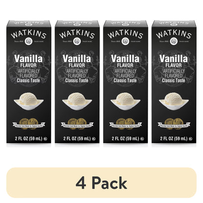 (4 pack) Watkins Vanilla Flavor, 2 fl oz (Baking Extract, Plastic Container)