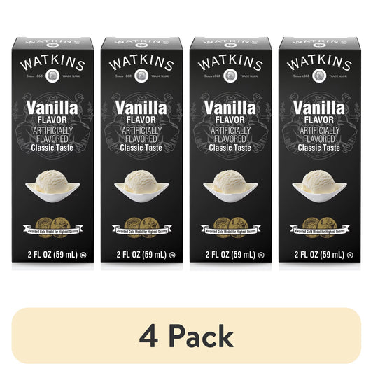 (4 pack) Watkins Vanilla Flavor, 2 fl oz (Baking Extract, Plastic Container)