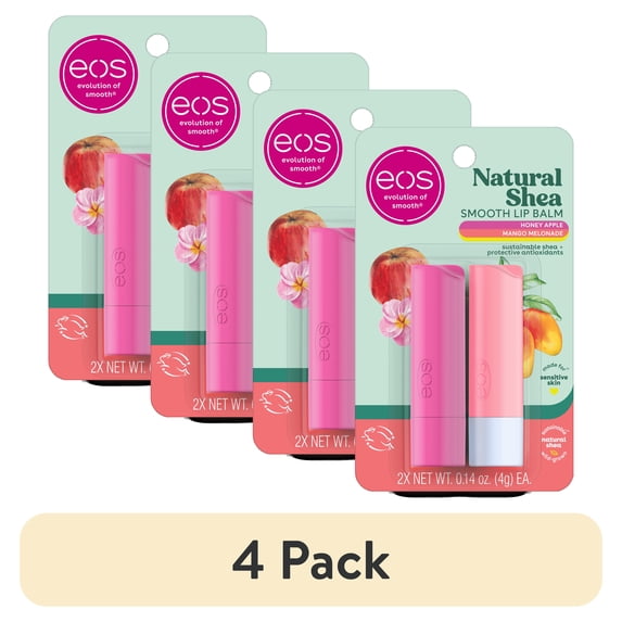 (4 pack) eos Natural Shea Smooth Lip Balm - Honey Apple & Mango Melonade, 0.14 oz, 2-pack