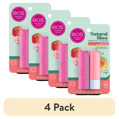(4 pack) eos Natural Shea Smooth Lip Balm - Honey Apple & Mango Melonade, 0.14 oz, 2-pack