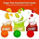 Sugar Free Assorted Fruit Flavor Hard Candy – 2  lb Bulk Bag (Approx 150 Count) - Cherry, Lime, Orange Individually Wrapped, Keto & Diabetic Friendly Low‑Calorie Sugar Free Hard Candy