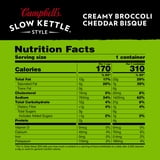 (2 pack) Campbell's Slow Kettle Style Creamy Broccoli Cheddar Bisque, 15.5 oz Microwavable Bowl