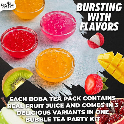 Fusion Select Bursting Boba Popping Boba Pearls - Fruit Tea Snack Toppings (Strawberry)
