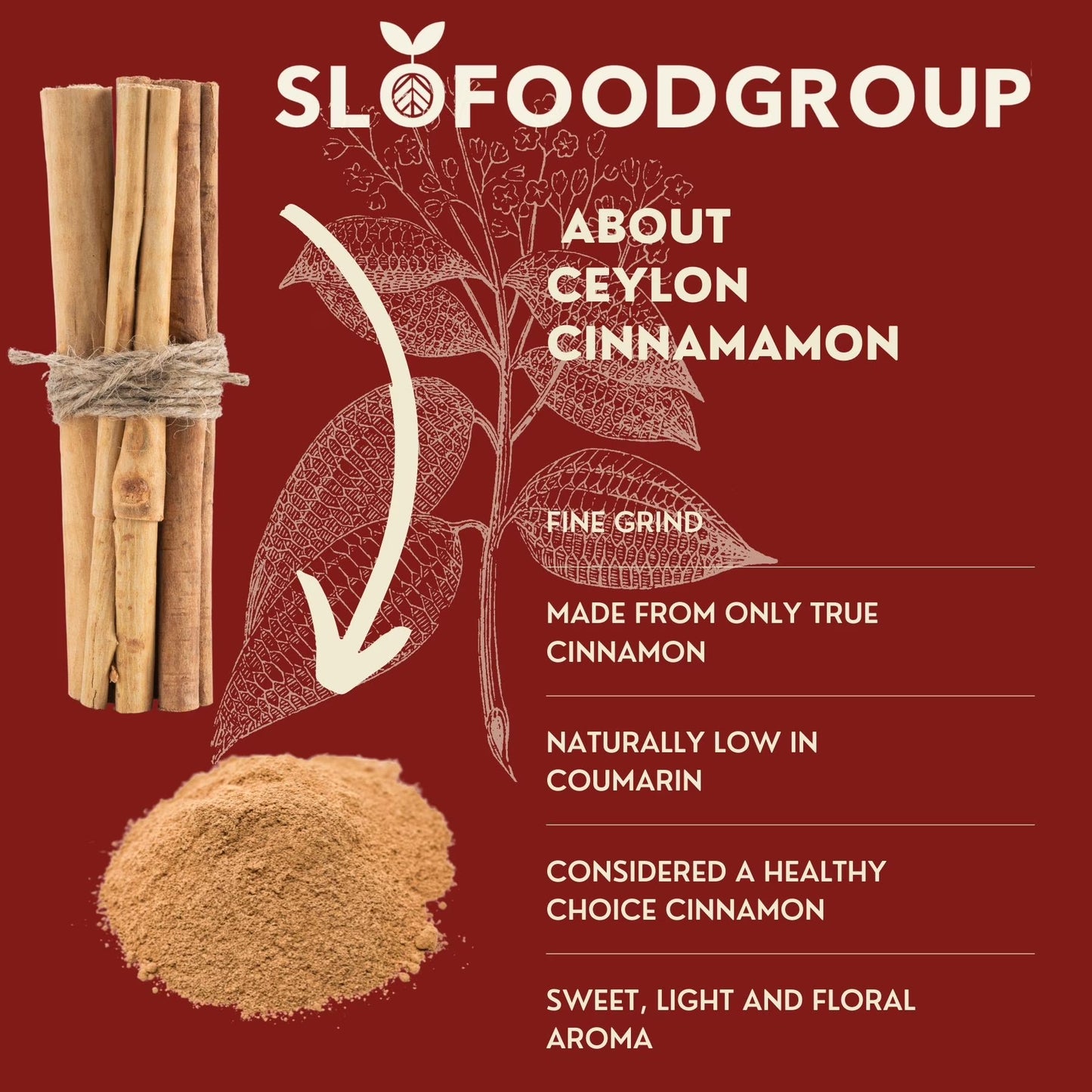 Slofoodgroup Ceylon Cinnamon Powder - Cinnamon Spice - 8oz