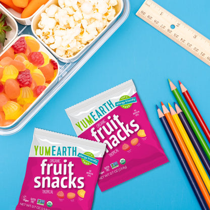 YumEarth Organic Tropical Fruit Snacks, Gluten Free, Shelf-Stable, 10 Ct Box
