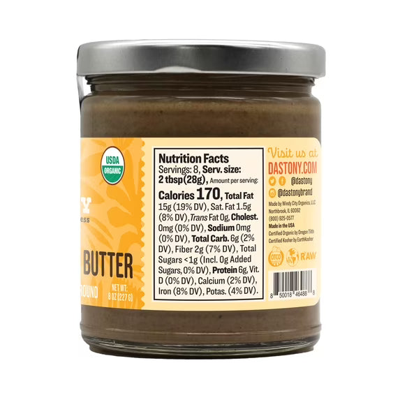 Dastony Organic Sprouted Sunflower Seed Butter, 8 oz