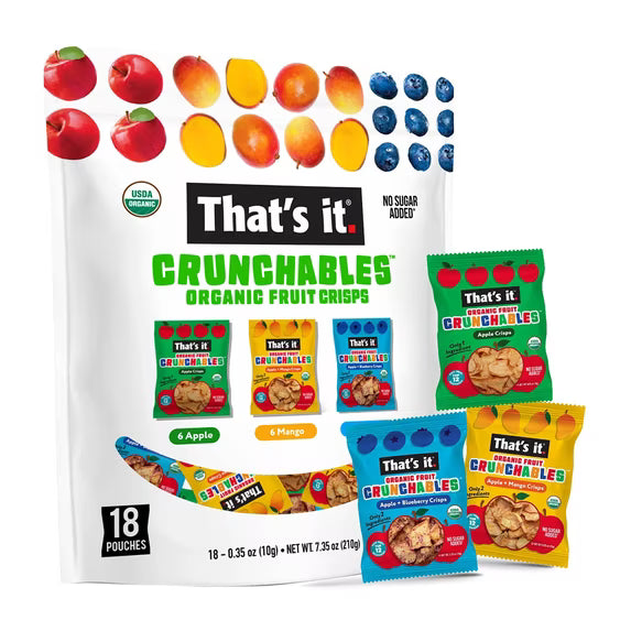 That's it Crunchables Organic Fruit Crisps Variety Pack 18- 6 each Apple, Mango and Blueberry