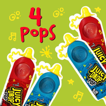 Juicy Drop Pop Variety Pack, Assorted Flavors Sweet Lollipops with Sour Liquid Candy, 0.92 Oz, 4 Count