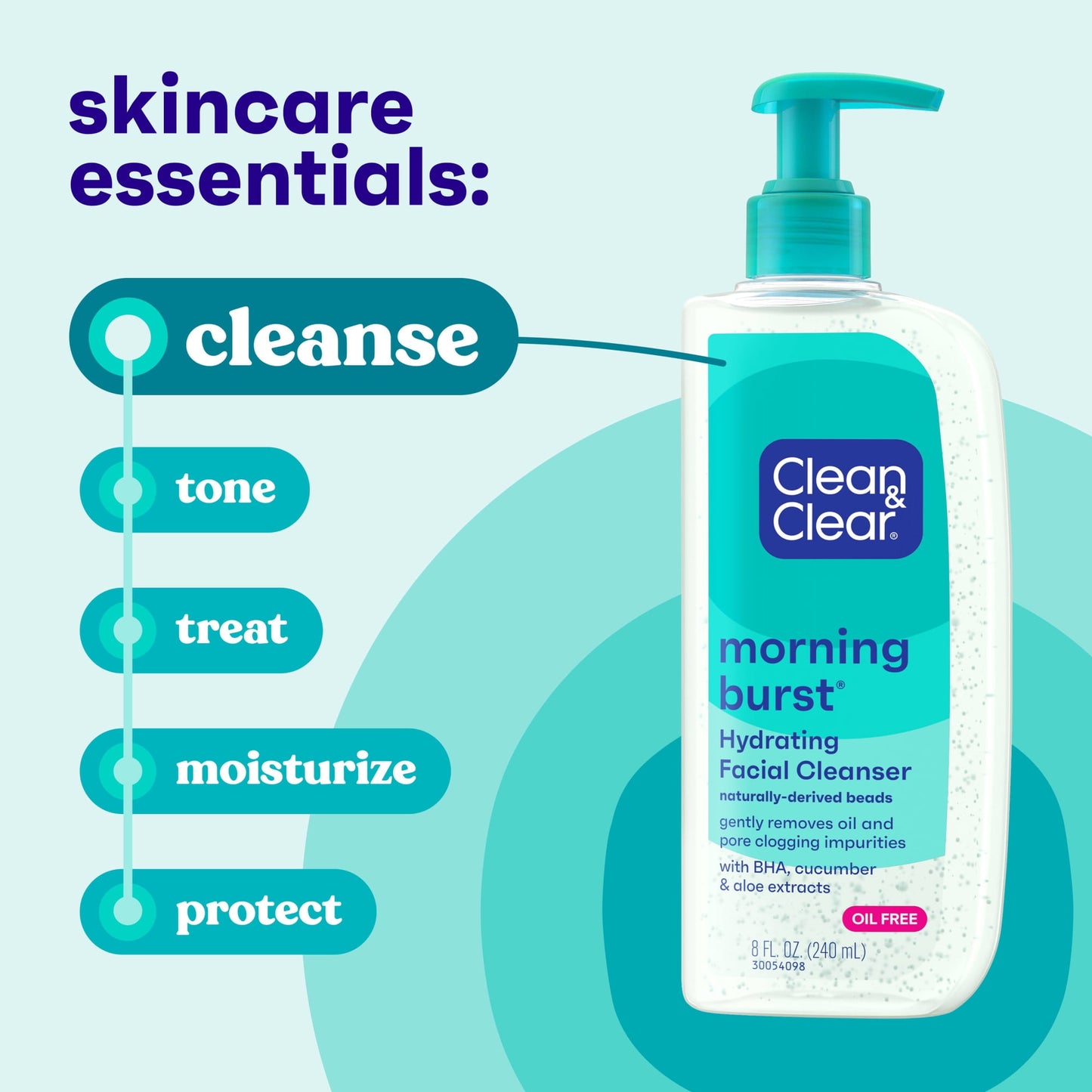 Clean & Clear Morning Burst Hydrating Face Wash with BHA, 8 fl. oz