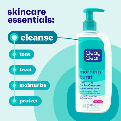 (3 pack) Clean & Clear Morning Burst Hydrating Face Wash with BHA, 8 fl. oz