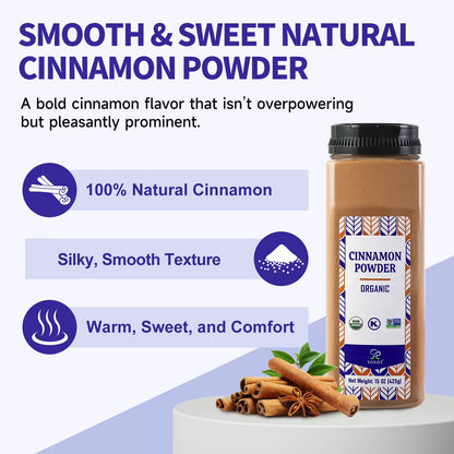 Soeos Organic Cinnamon Powder, 15 oz, Ground Cinnamon, Non-GMO, Kosher