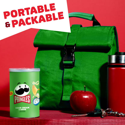 Pringles Sour Cream and Onion Potato Crisps Chips, Lunch Snacks, 2.5 oz Canister