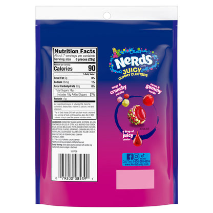 NERDS Juicy Gummy Clusters, Strawberry Punch, Juicy and Gummy Candy, for Snacking and Sharing, 7.15 oz Stand Up Bag