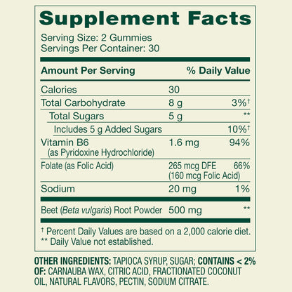 Spring Valley Beet Root Heart Health Dietary Supplement Gummies, Cherry, 500 mg, 60 Count
