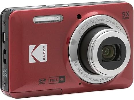 KODAK PIXPRO FZ55 Digital Camera Bundle, Includes: SanDisk 64GB SDXC Memory Card, SD Card Reader Compatible with Computers and Smartphones and Memory Card Wallet (4 Items) (Red)