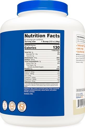Nutricost Whey Protein Powder, Vanilla, 5 pounds - Whey Protein Concentrate (Pack of 2)